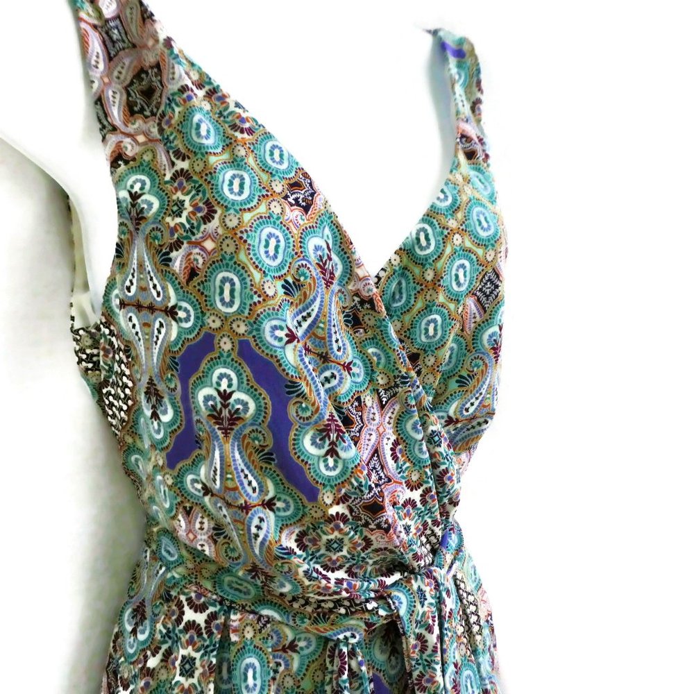 Elevenses Jumpsuit Antilles Surplice Zip Stretch Pockets Attached Tie Waist S